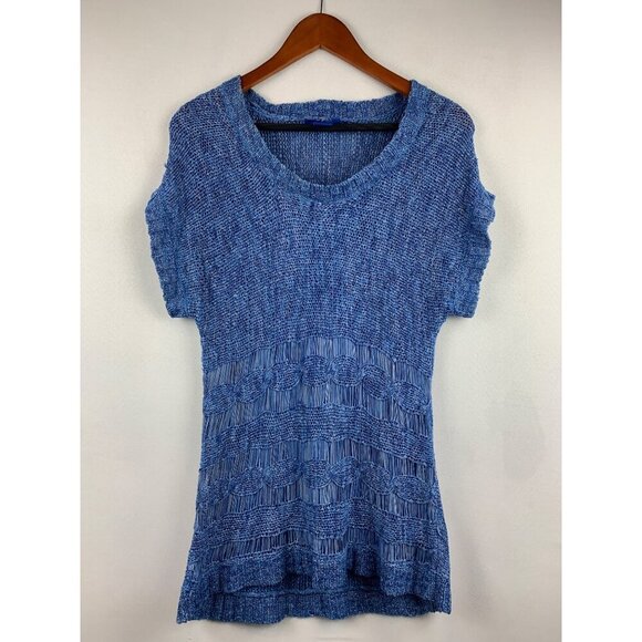Twiggy London Womens Blue Textured Short Sleeve Knit Top XS - Picture 1 of 5